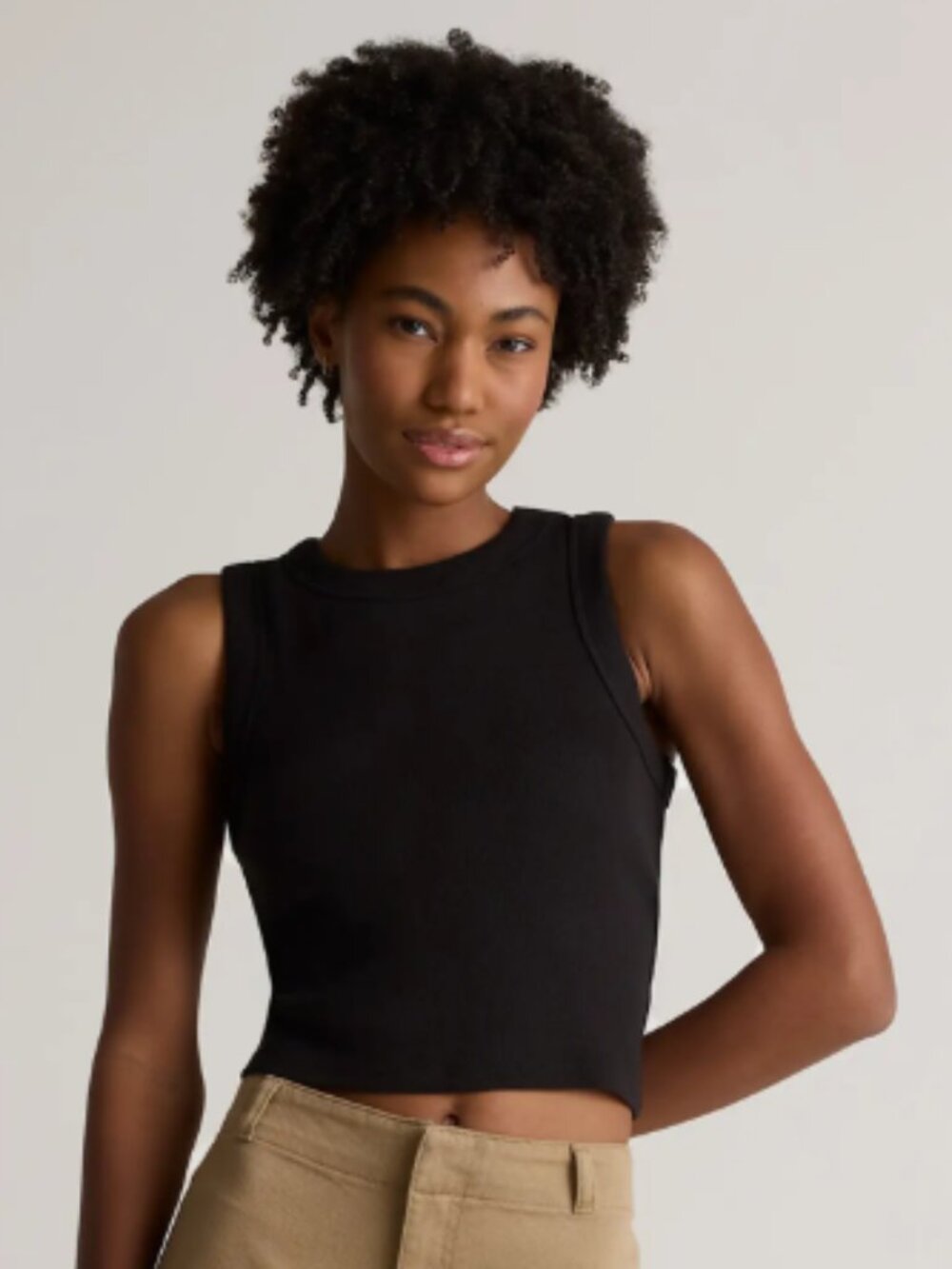 Quince Organic Cotton Micro-Rib Cropped Cutaway Tank 3 Pack Bundle - M